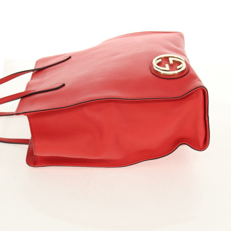 【日本直送】GUCCI 互扣式手提包 皮革 紅色 金色 353581 Auth am9922V-2