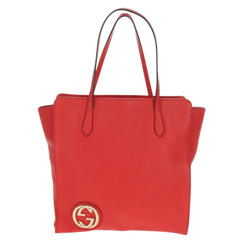 【日本直送】GUCCI 互扣式手提包 皮革 紅色 金色 353581 Auth am9922V-12