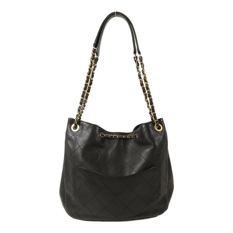 CHANEL 牛皮皮革Bucket Bag鏈帶肩背袋-1