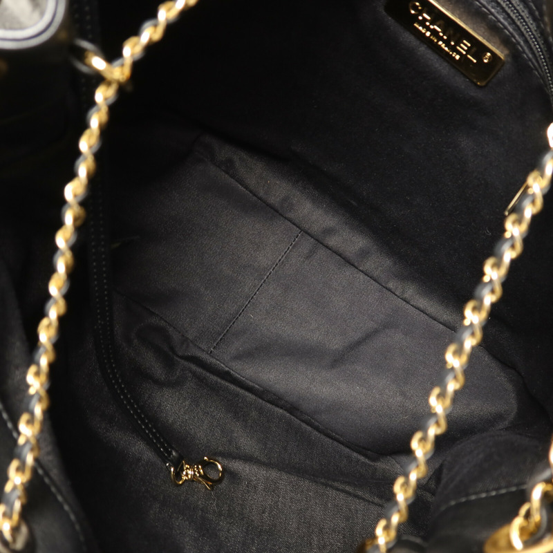 CHANEL 牛皮皮革Bucket Bag鏈帶肩背袋-15