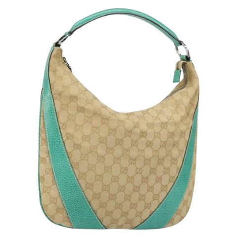 GUCCI GG帆布肩背包 米色 銀色 134357 正品 156040