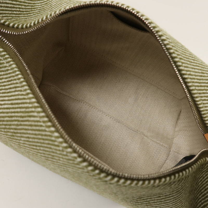 HERMES 帆布Bride-A Brac Cabriole PM銀扣手挽袋Green/Yellow/Beige-4