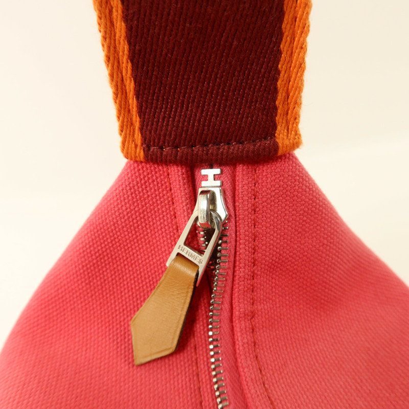 HERMES 帆布Bride-a-Brac Case PM銀扣手挽袋Hibiscus-8