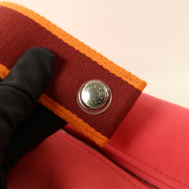 HERMES 帆布Bride-a-Brac Case PM銀扣手挽袋Hibiscus-9