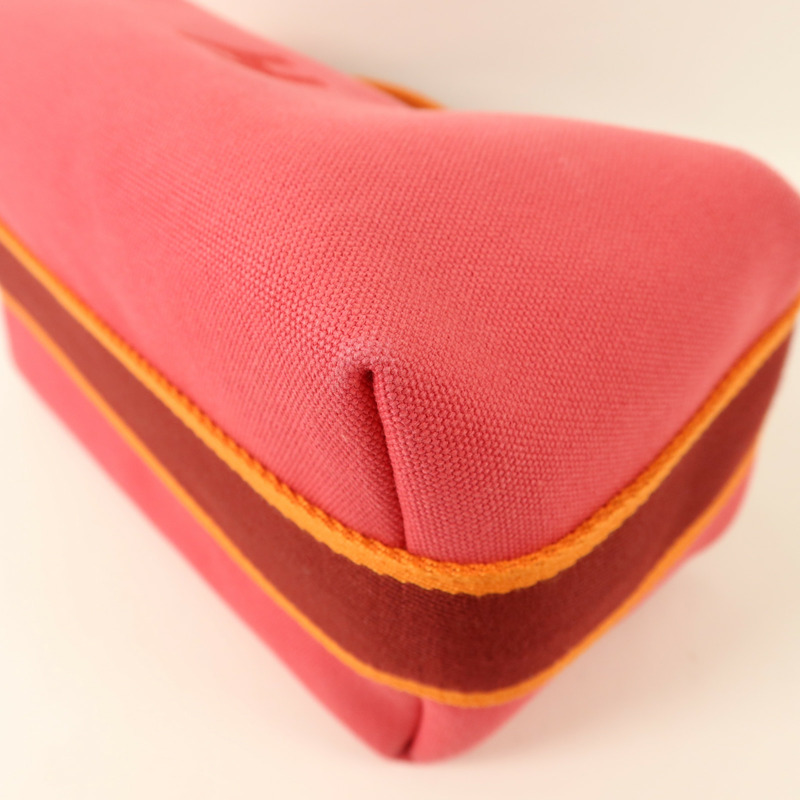 HERMES 帆布Bride-a-Brac Case PM銀扣手挽袋Hibiscus-10