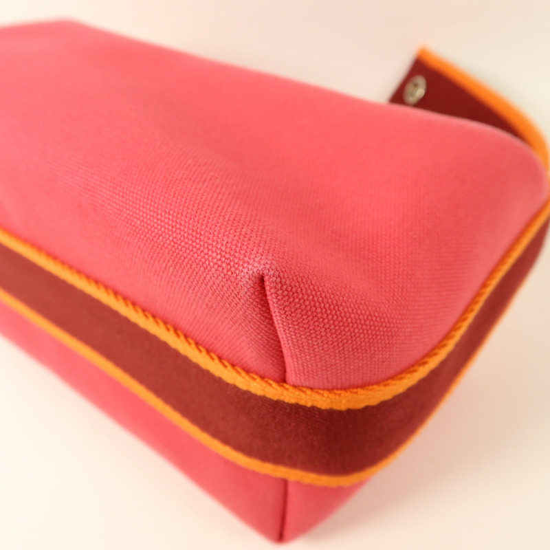 HERMES 帆布Bride-a-Brac Case PM銀扣手挽袋Hibiscus-12
