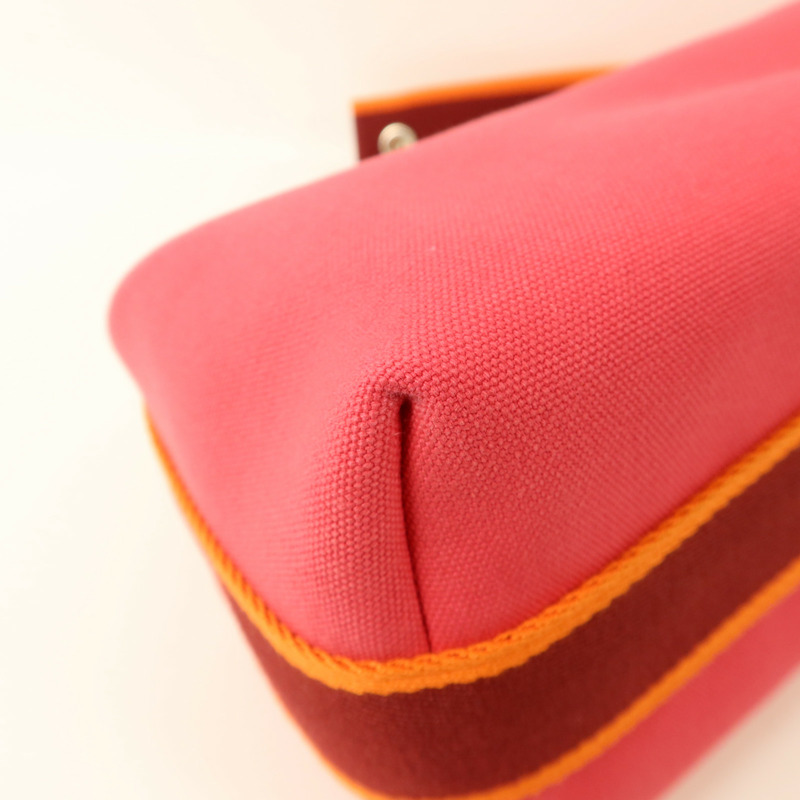 HERMES 帆布Bride-a-Brac Case PM銀扣手挽袋Hibiscus-13