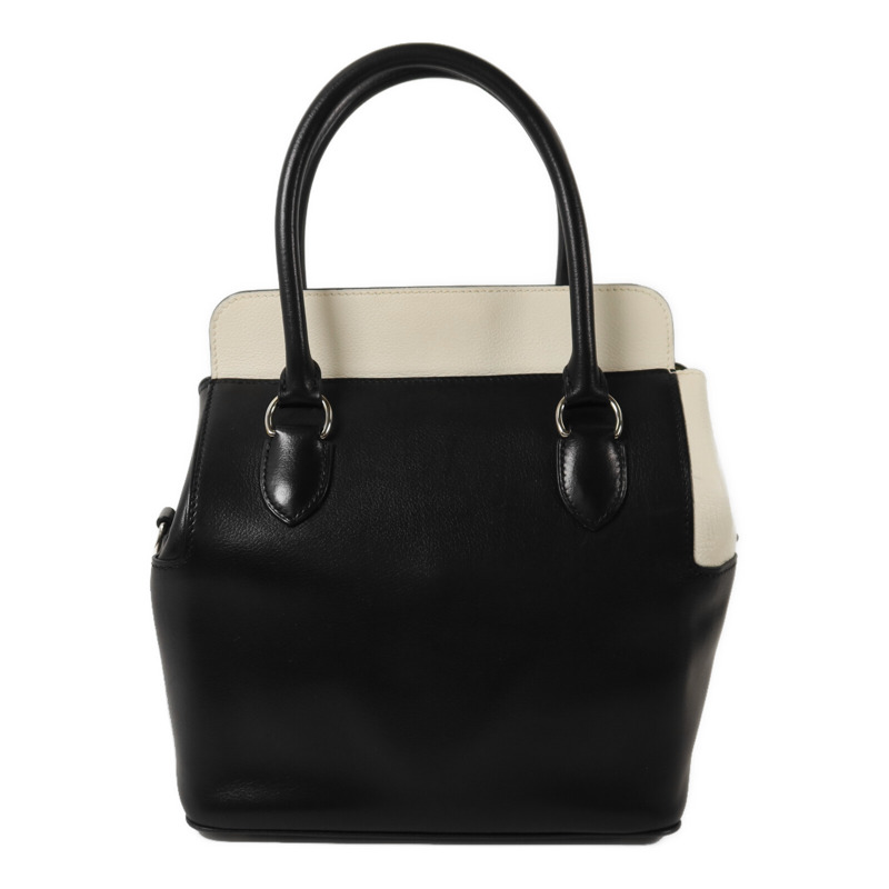 HERMES Evercolor皮革ToolBox 20銀扣手挽肩背兩用袋White/Noir-1