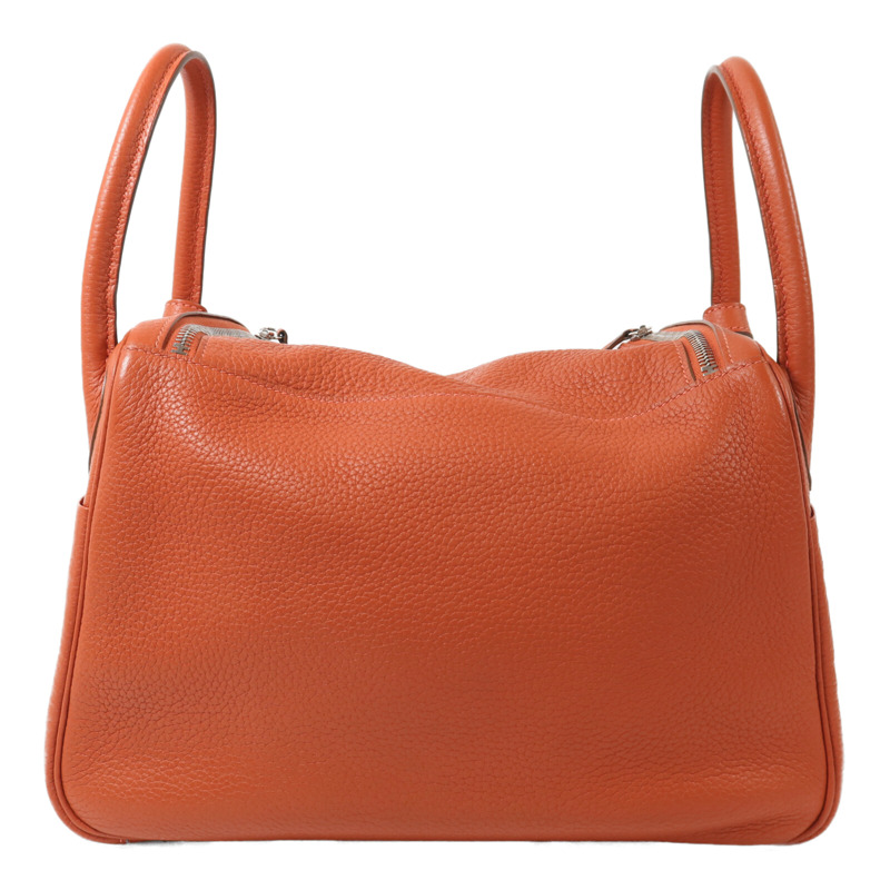 HERMES Togo皮革Lindy 30銀扣手挽肩背兩用袋Capucine-1