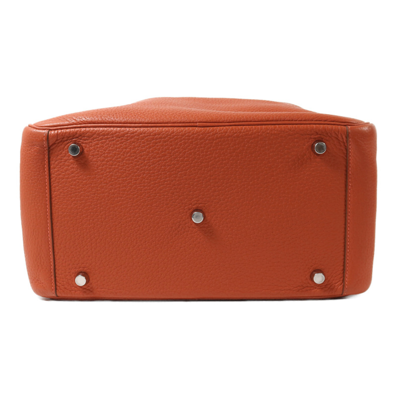 HERMES Togo皮革Lindy 30銀扣手挽肩背兩用袋Capucine-3