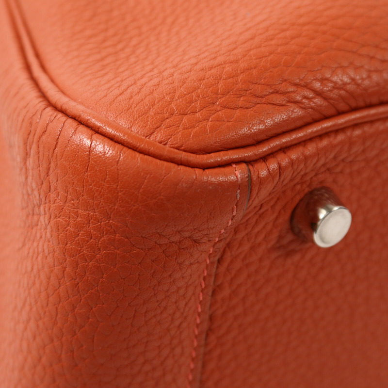 HERMES Togo皮革Lindy 30銀扣手挽肩背兩用袋Capucine-10