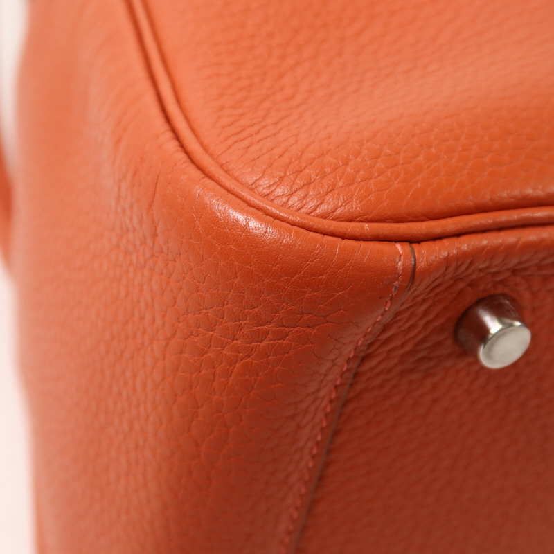 HERMES Togo皮革Lindy 30銀扣手挽肩背兩用袋Capucine-12