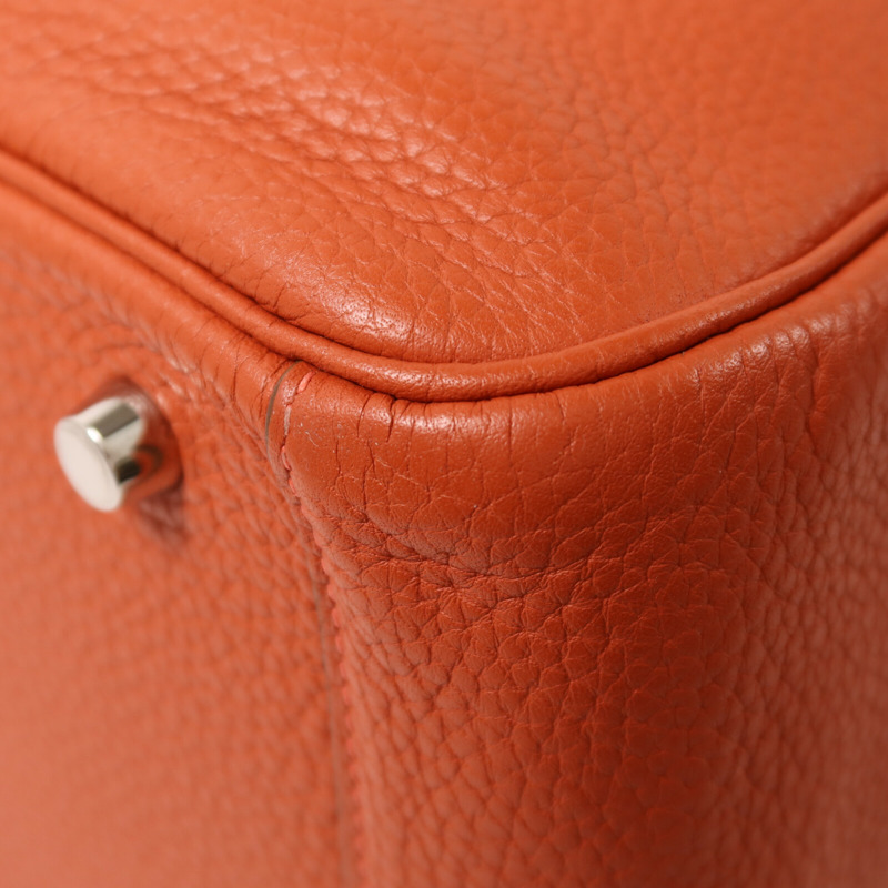 HERMES Togo皮革Lindy 30銀扣手挽肩背兩用袋Capucine-13