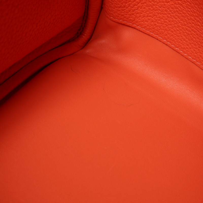 HERMES Togo皮革Lindy 30銀扣手挽肩背兩用袋Capucine-15