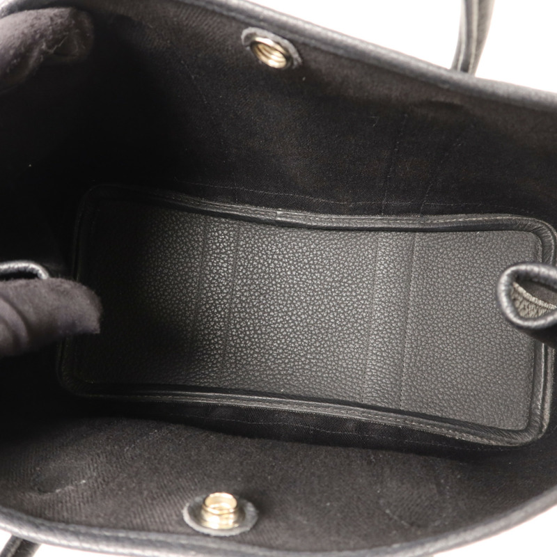 HERMES 帆布/Negonda皮革Garden Party TPM銀扣手挽袋Noir/Blue Indigo-4