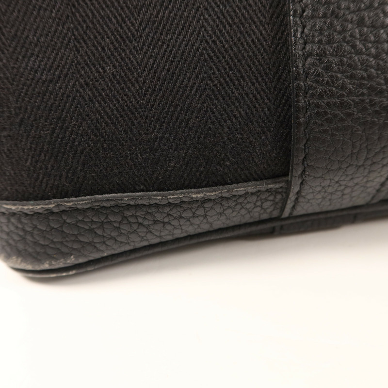 HERMES 帆布/Negonda皮革Garden Party TPM銀扣手挽袋Noir/Blue Indigo-17