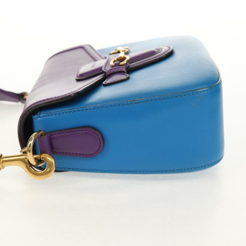 【日本直送】GUCCI 馬銜扣單肩包，皮革，紫色，金色，380573，正品編號 154070V-4