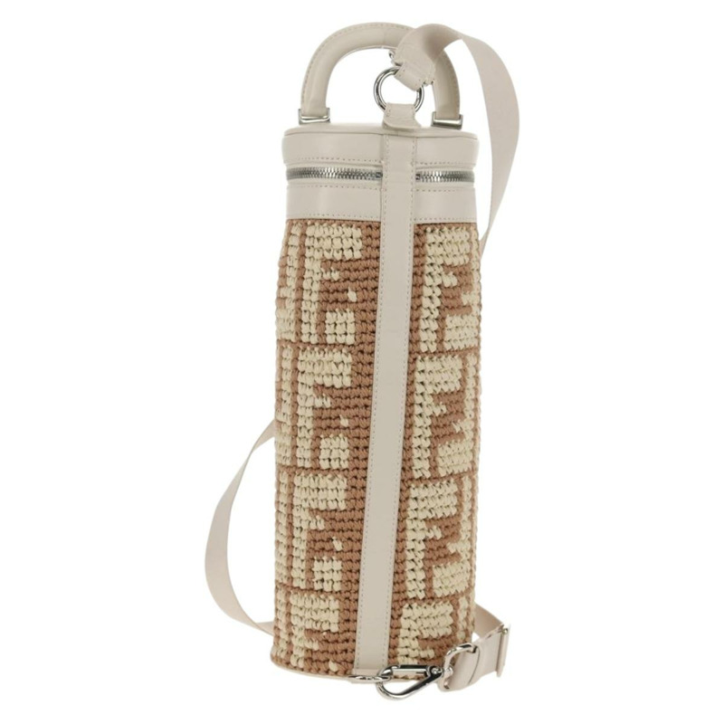 【日本直送】FENDI Zucca 帆布水瓶包吸管兩用銀棕色正品 142983SAV-1