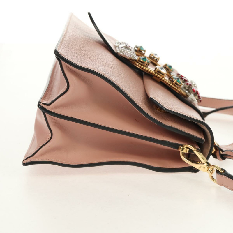 【日本直送】Miu Miu Mew Lady 手提包 皮革 2way 粉紅金配色 正品 154917V-5