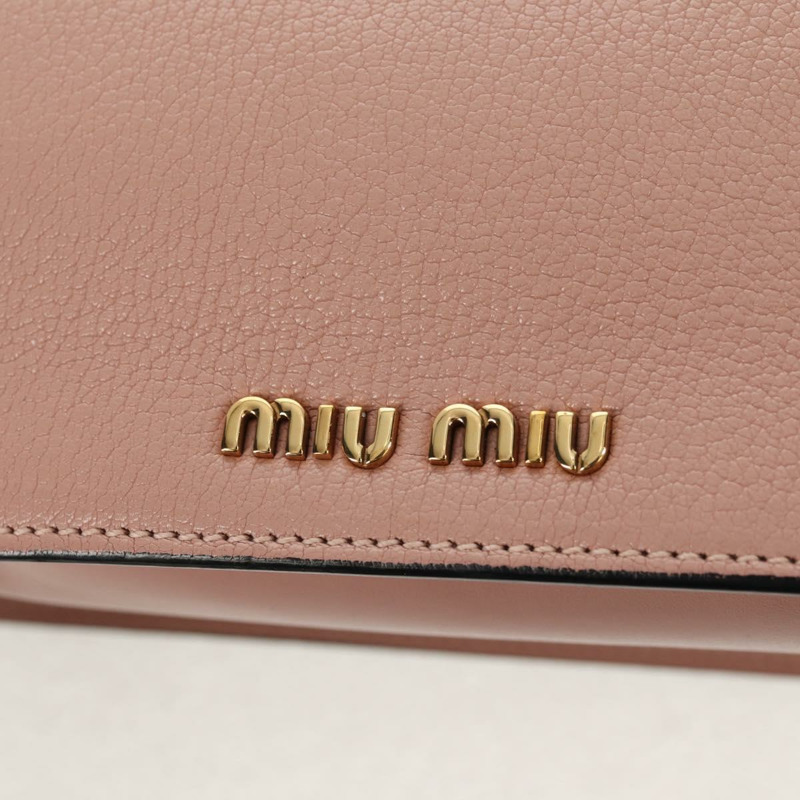 【日本直送】Miu Miu Mew Lady 手提包 皮革 2way 粉紅金配色 正品 154917V-23
