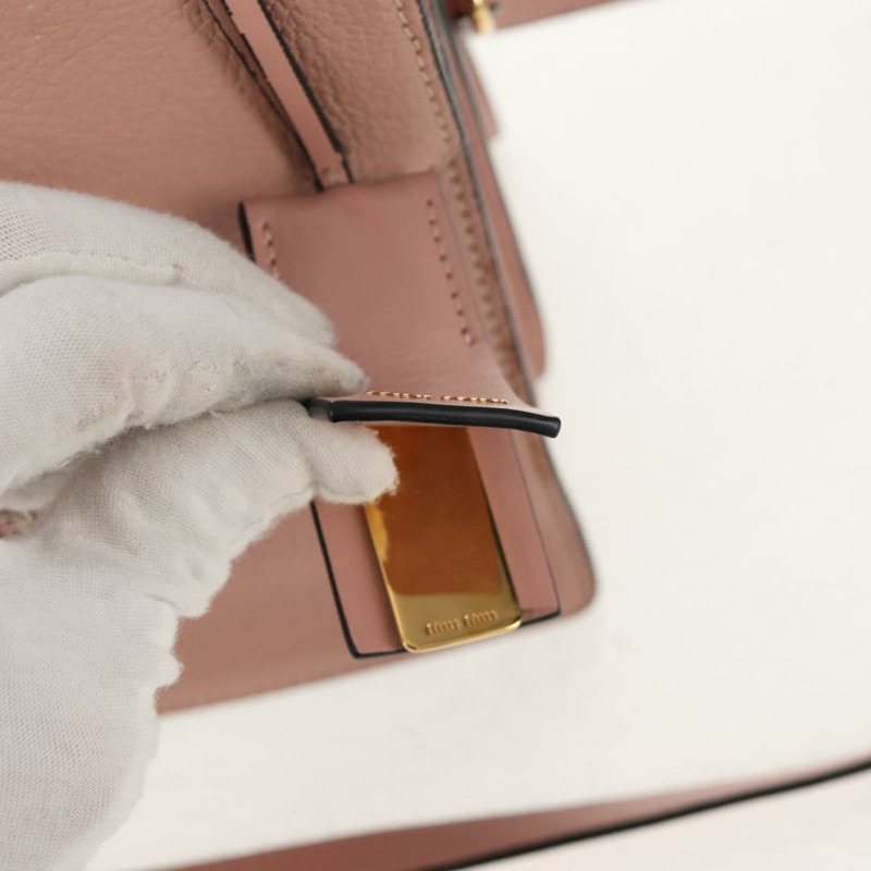 【日本直送】Miu Miu Mew Lady 手提包 皮革 2way 粉紅金配色 正品 154917V-24