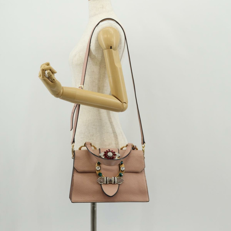 【日本直送】Miu Miu Mew Lady 手提包 皮革 2way 粉紅金配色 正品 154917V-37