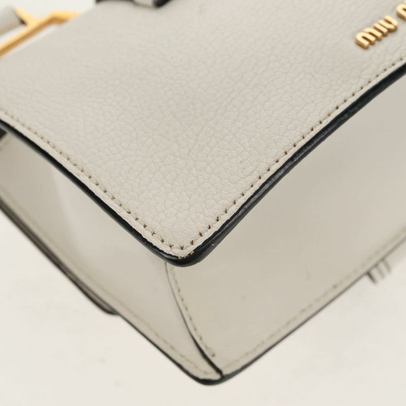 【日本直送】Miu Miu Mew Lady 單肩包，皮革材質，白色金色，正品，貨號 154916V-17