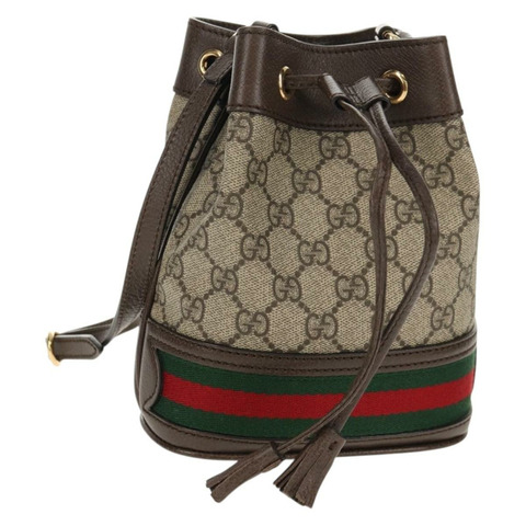 GUCCI GG Supreme Web Sherry Offdia 迷你水桶包 PVC 550620 正品 142976SAM