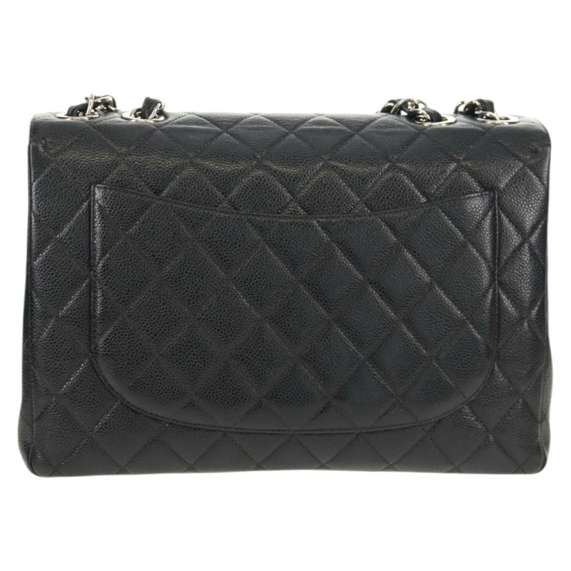 【日本直送】香奈兒 Matelasse 30 鏈條肩背包，魚子醬紋皮革，黑色，銀色 CC 標誌，正品 ka456V-1