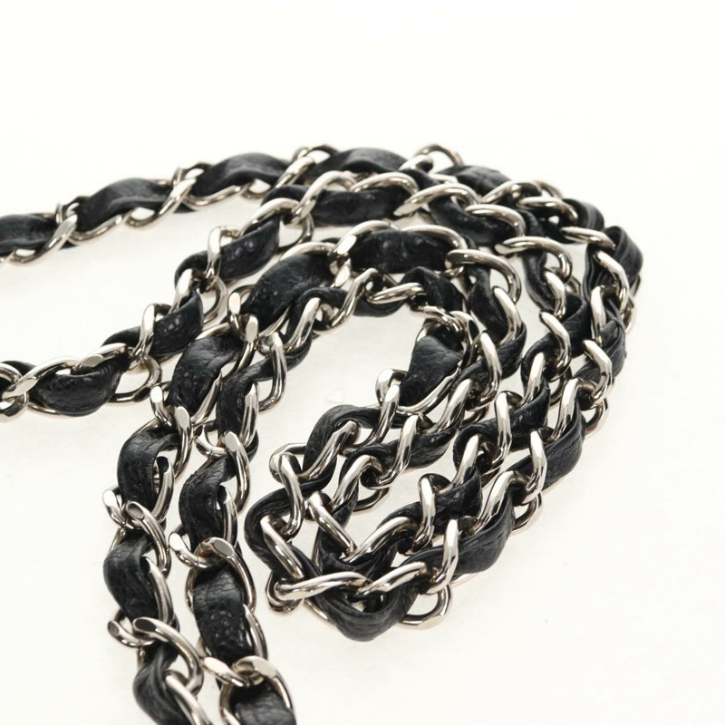 【日本直送】香奈兒 Matelasse 30 鏈條肩背包，魚子醬紋皮革，黑色，銀色 CC 標誌，正品 ka456V-7