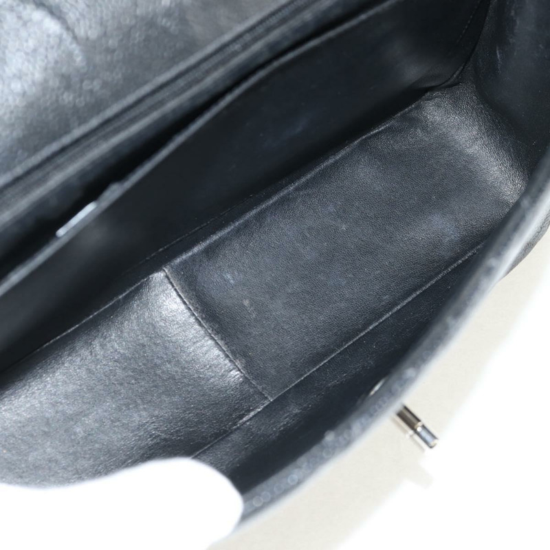 【日本直送】香奈兒 Matelasse 30 鏈條肩背包，魚子醬紋皮革，黑色，銀色 CC 標誌，正品 ka456V-8