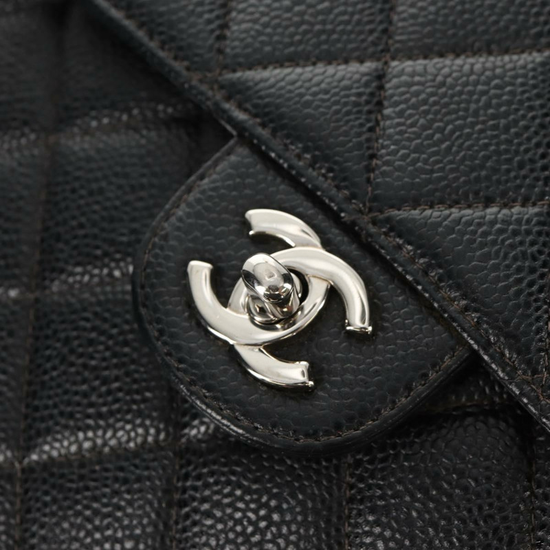 【日本直送】香奈兒 Matelasse 30 鏈條肩背包，魚子醬紋皮革，黑色，銀色 CC 標誌，正品 ka456V-18