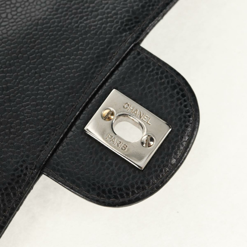 【日本直送】香奈兒 Matelasse 30 鏈條肩背包，魚子醬紋皮革，黑色，銀色 CC 標誌，正品 ka456V-20