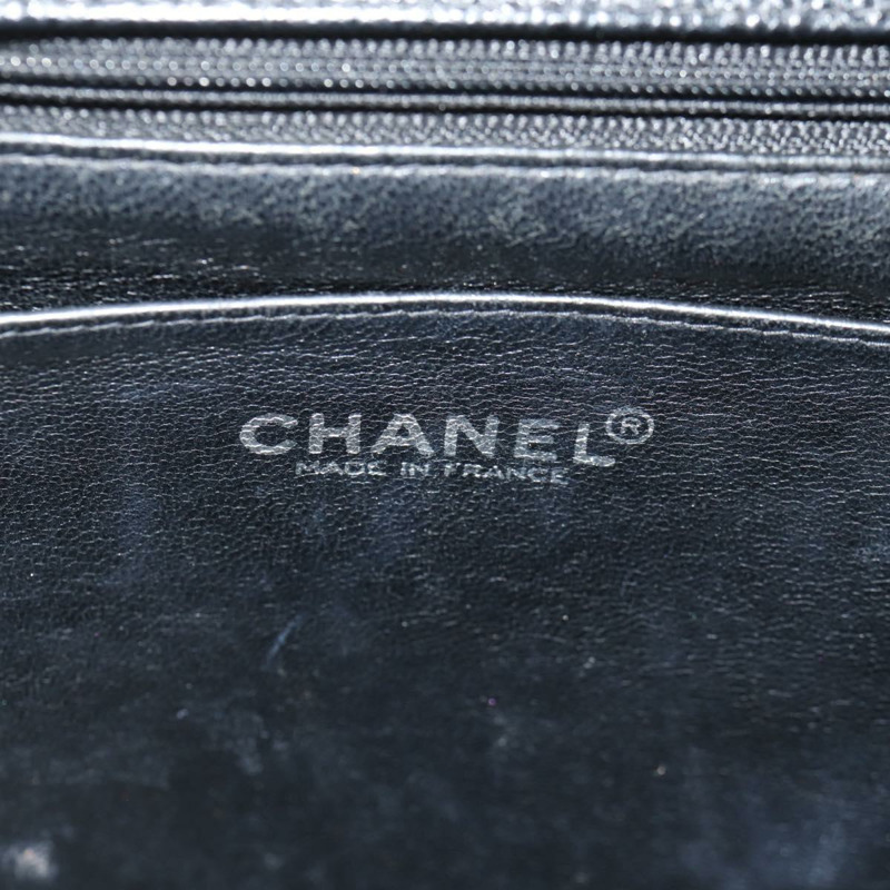 【日本直送】香奈兒 Matelasse 30 鏈條肩背包，魚子醬紋皮革，黑色，銀色 CC 標誌，正品 ka456V-21