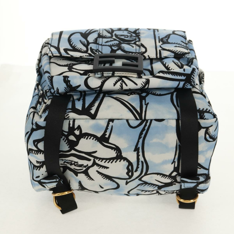 【日本直送】FENDI 雙肩包 尼龍 藍色 金色 正品 ka596M-4