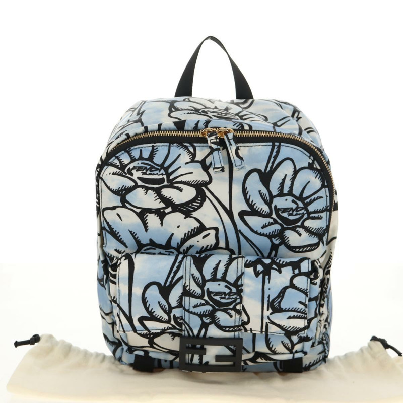 【日本直送】FENDI 雙肩包 尼龍 藍色 金色 正品 ka596M-11