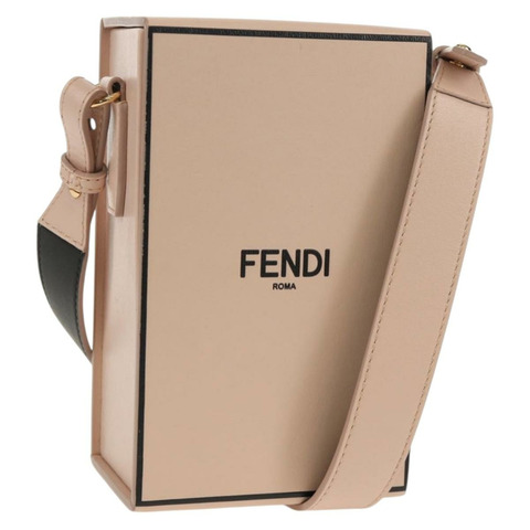FENDI 皮革單背包 米色 金色 正品 ka578M