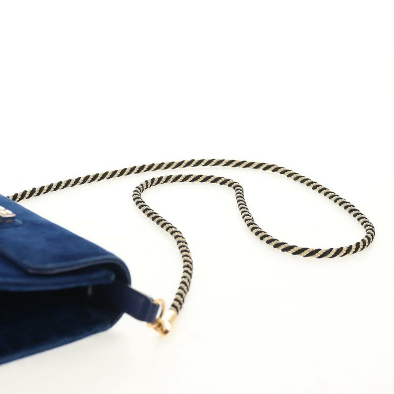 【日本直送】GUCCI 天鵝絨肩包 藍色 金色 544242 正品 ka591V-7