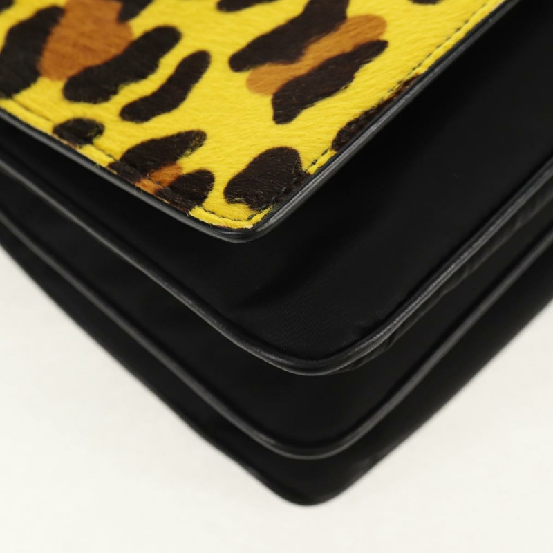 【日本直送】PRADA 尼龍鏈條單肩包 黃色 銀色 正品 ka595V-16