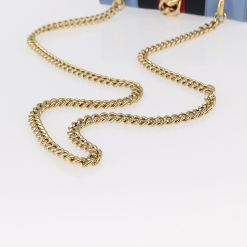 【日本直送】GUCCI Sylvie Sherry Line 鏈條包 皮革 淺藍色 金色 431666 正品 bs31431-6