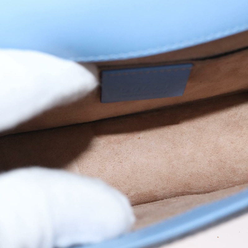 【日本直送】GUCCI Sylvie Sherry Line 鏈條包 皮革 淺藍色 金色 431666 正品 bs31431-9