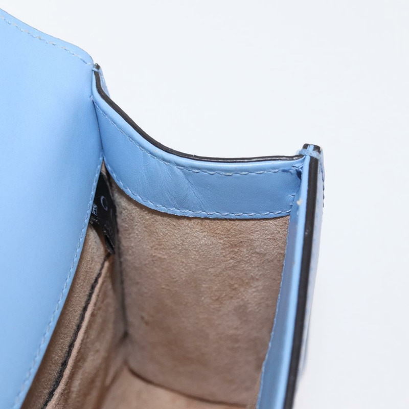 【日本直送】GUCCI Sylvie Sherry Line 鏈條包 皮革 淺藍色 金色 431666 正品 bs31431-19