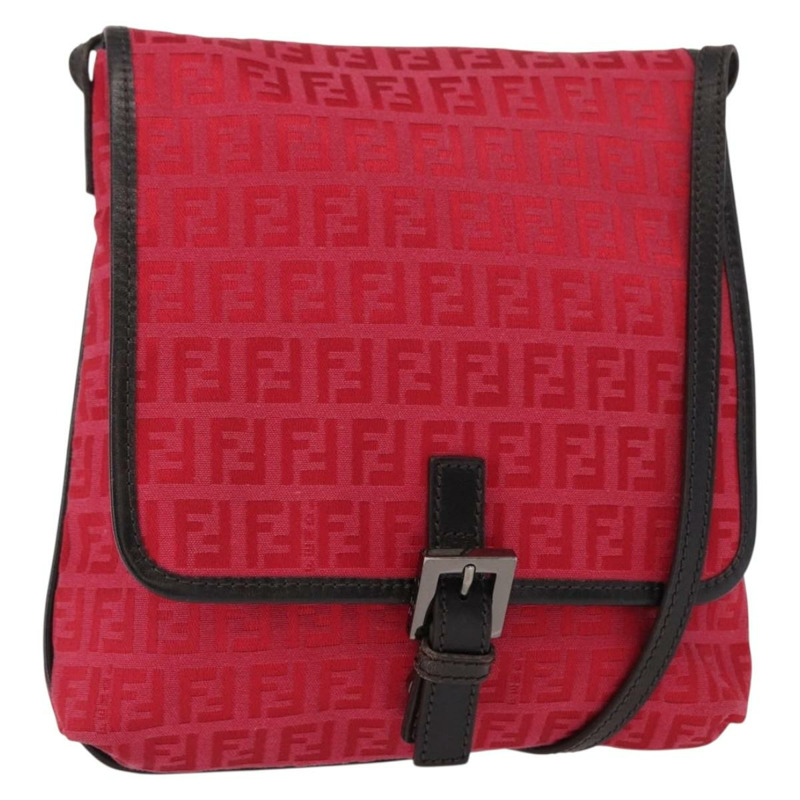 【日本直送】FENDI Zucchino帆布單肩包 紅色銀色 正品 155957V-0