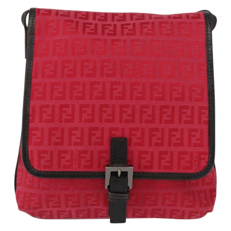 【日本直送】FENDI Zucchino帆布單肩包 紅色銀色 正品 155957V-12