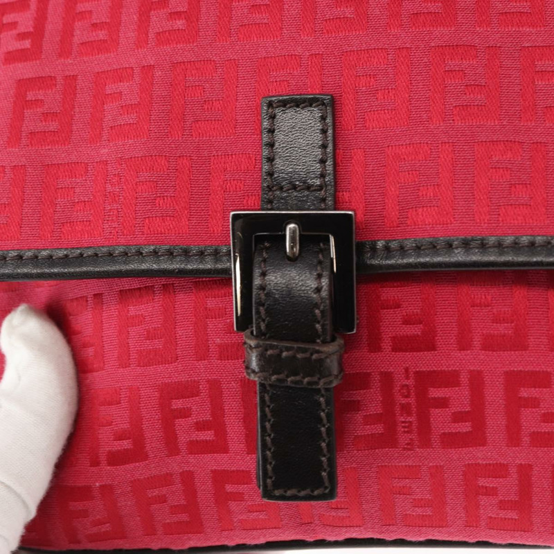 【日本直送】FENDI Zucchino帆布單肩包 紅色銀色 正品 155957V-16