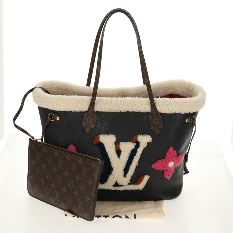 【日本直送】路易威登 Monogram Teddy Neverfull MM 手提包 黑色 M56960 LV Auth fm4970SM-11