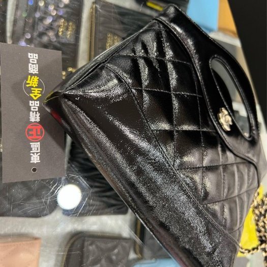 東區正精品㊣CHANEL AP3656 31 bag mini nano 全新香奈兒黑色牛皮金釦皮穿鍊菱格紋復古迷你手提斜背包 RZ6271-8