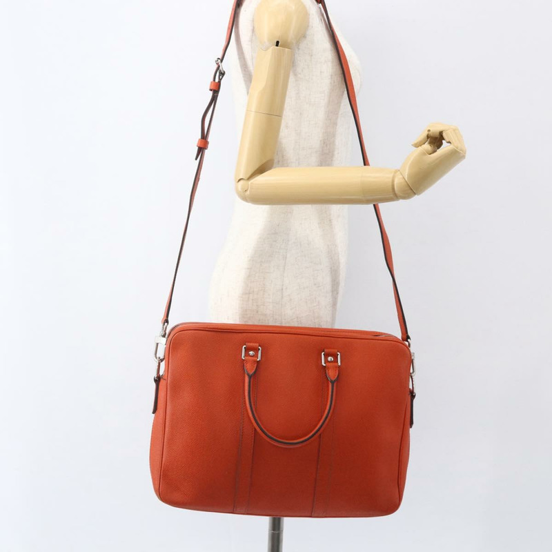 【日本直送】路易威登 Taiga Porte Documents Voyage 手提包 橘色 M30637 LV Auth 156354-23