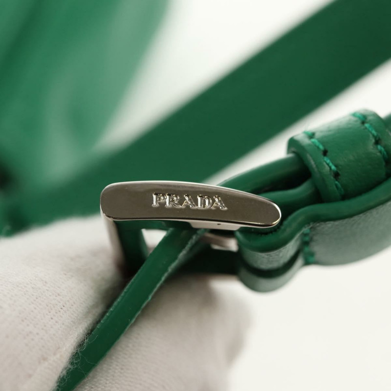 【日本直送】PRADA Moon Bag 手提包 皮革 兩用 綠色 銀色 正品 152696SAM-19