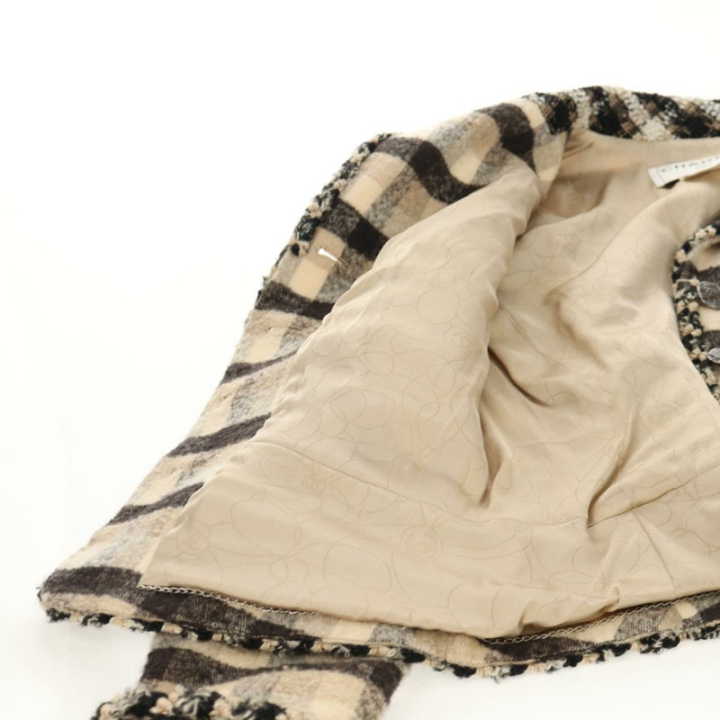 【日本直送】香奈兒米色斜紋軟呢外套 CC Auth 152798V-13